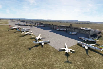 Demokratik Kongo Cumhuriyeti’nin başkenti Kinşasa’daki Ndjili Havaalanı’nda, terminal binası önünde park etmiş yolcu uçakları ve apron üzerinde hareket eden yer hizmetleri araçları görülüyor.