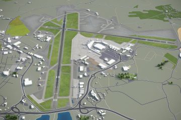 Norveç’te Stavanger şehrine hizmet veren Stavanger Havalimanı (SVG) terminal binası ve apron manzarası